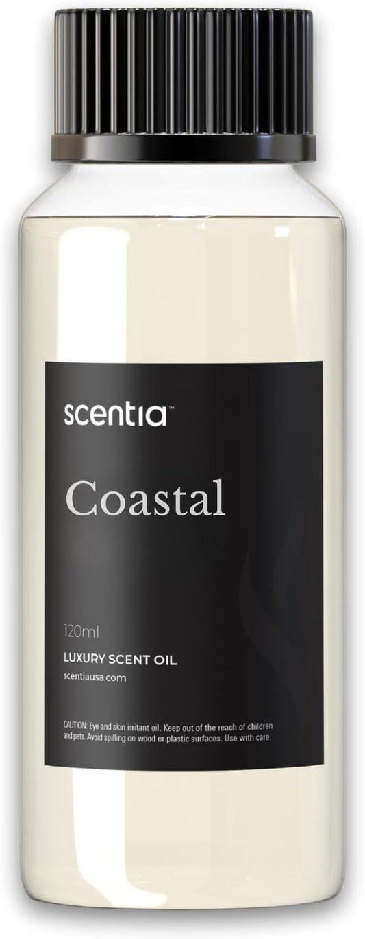 Scentia Hotel Diffuser Oil Inspired by 5-Star Hotel Scent - 120 mL 4.06 fl oz - Essential Oil Blend Botanical Jasmine, Bergamot & Fresh Notes for Aromatherapy Diffusers - Coastal, Christmas Gift