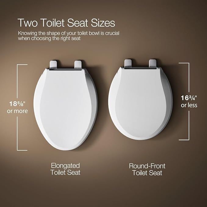 KOHLER K-35585 Cachet Recycled Plastic, Readylatch, Quiet-Close, Soft Close Round Toilet Seat