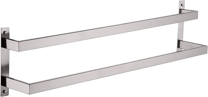 KOKOSIRI Bath Towel Bars 32 Inches Bathroom 2-Tiers Ladder Towel Rails Towel Holders Wall Mounted Towels Shelves Rack Brushed Stainless Steel, B5008BR-L32
