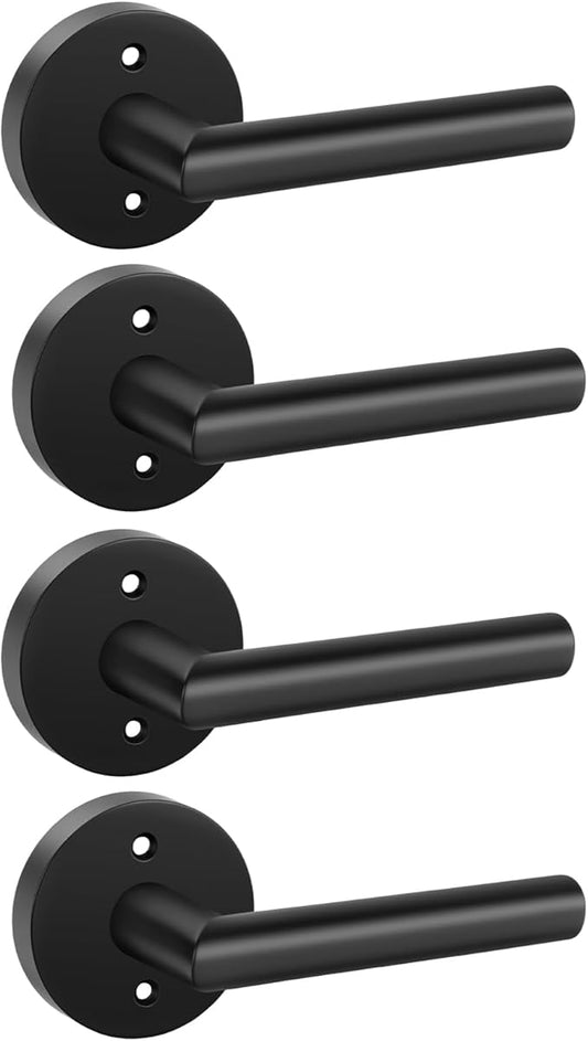 Goldenwarm Black Door Handles Dummy, Matte Black Door Handle Zinc Alloy, No-Turning Dummy Door Levers for Closet Hallway(4 Pieces/2 Pack)