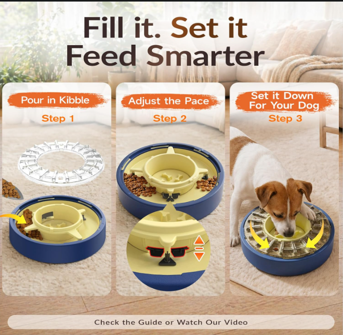 Interactive Slow Feeder Puzzle Bowl for Dogs – Adjustable Treat Dispensing Toy