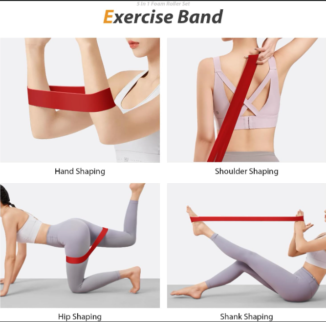 5-in-1 Foam Roller Recovery Set with Massage Stick, Ball & Resistance Band