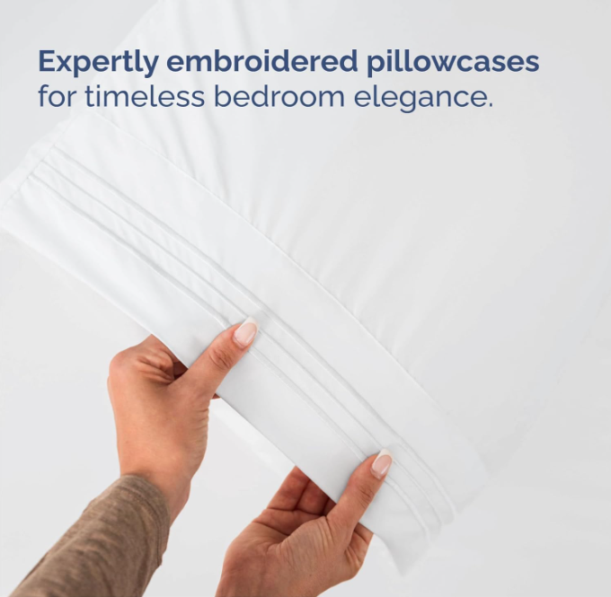 Queen Size Cooling Bed Sheet Set, 4 Piece Bedding Set with Deep Pocket Fitted Sheet, Ultra Soft Wrinkle Resistant Sheets, White