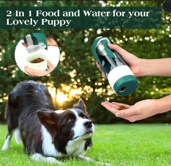 Portable Dog Water Bottle with Food Container