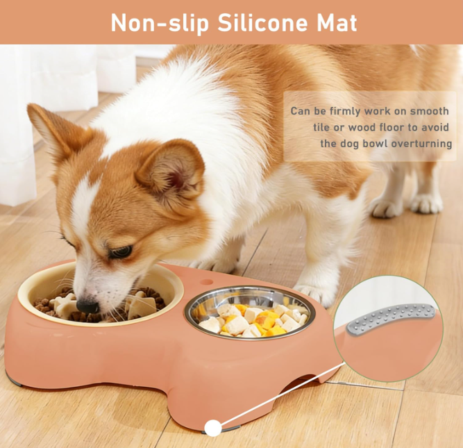 Slow Feeder Dog Bowl Set with Stainless Steel Bowl