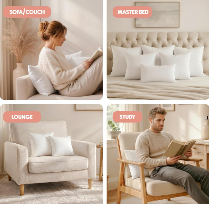 Decorative Throw Pillow Inserts Set (18x18, 2-Pack)