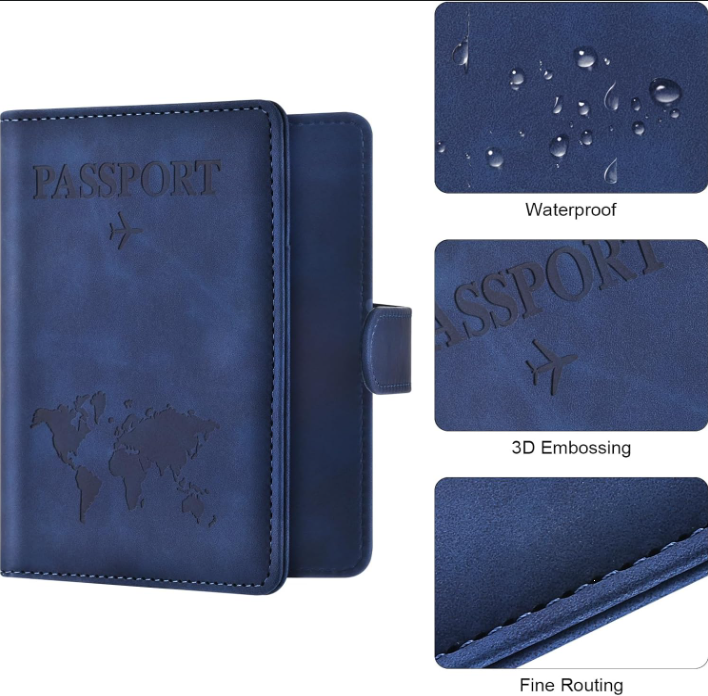 Travel Passport Holder Wallet with Card Slots & Secure Magnetic Closure