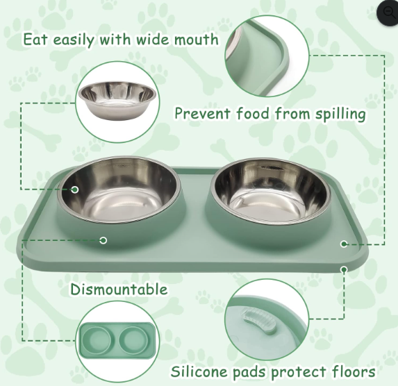 Stainless Steel Double Pet Bowl Set