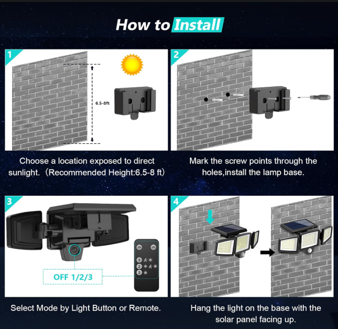 Solar Motion Sensor Outdoor Security Lights (2-Pack)