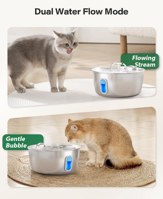 Stainless Steel Cat Water Fountain – 3.2L