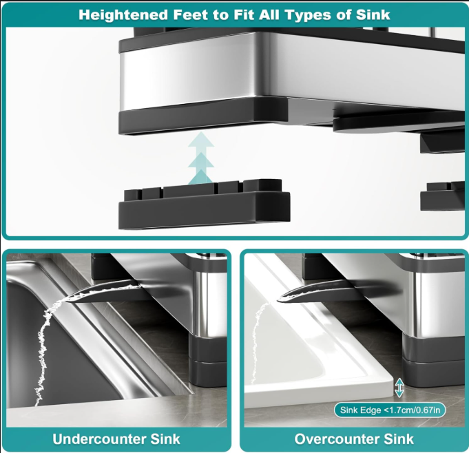 Stainless Steel Sink Caddy, Sponge Holder for Kitchen