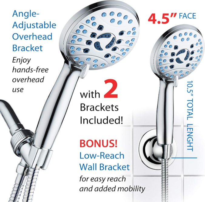 High Pressure 8-Mode Handheld Shower Head with Stainless Steel Hose