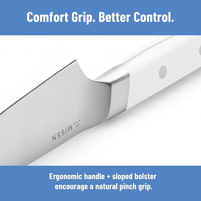 Misen 5.5" Utility Knife – High Carbon Japanese AUS-10 Stainless Steel – Hybrid German & Japanese Blade – Precision Kitchen Knife for Professionals & Home Cooks – Ultimate Cutting Performance - White