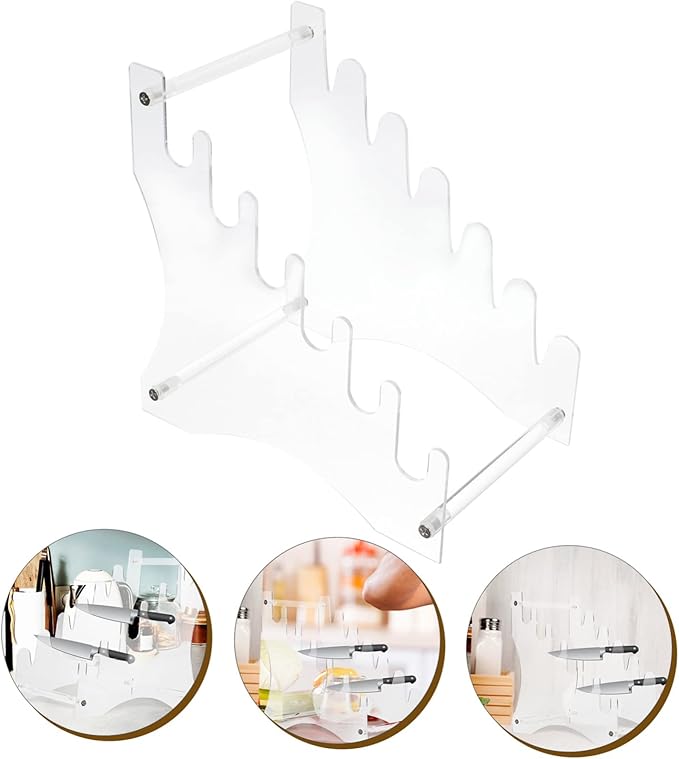 Clear Acrylic Kitchen Tool Holder Rack for Knife & Utensils