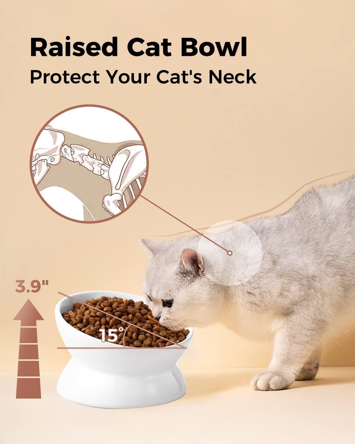 Ceramic Tilted Elevated Pet Bowl – Ergonomic & Easy Feeding Design