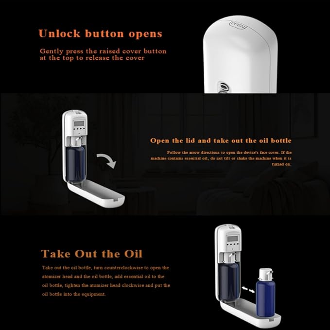 Plug in Waterless Diffuser - Up to 650 sqft Coverage, Wall Plug Oil Diffuser - Waterless Oil Diffuser with Button&App Dual-Control-