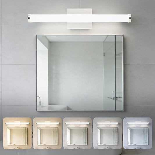 LEDVANCE Sylvania 24" Modern Vanity Lights for Bathroom, 22W, 5 Temperature Select (2700K/3000K/3500K/4000K/6000K), Dimmable, Round Shape, Brush Nickel, with Accessories - 1 Pack (66560)