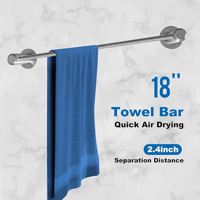 Bathroom Hardware Set - 18 Inch 304 Stainless Steel Towel Racks, Paper Holder, Robe Towel Hooks for Bathroom, Brushed Nickel