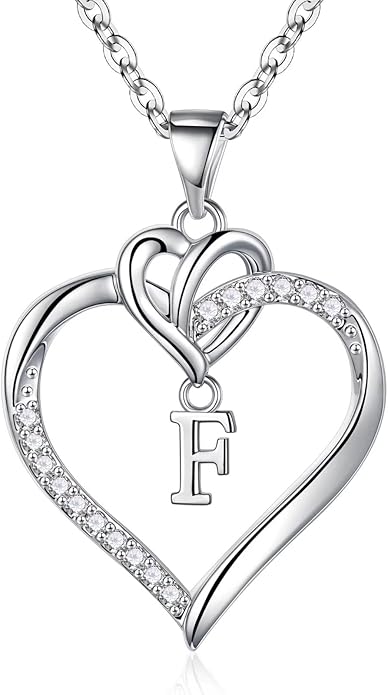 STORUP Christmas Gifts for Women Teen Girls - Heart Initial Necklaces for Women Girls, 14K-Gold-Plated Cubic Zirconia Initial A-Z Pendant Dainty Heart Necklaces for Teen Girl Jewelry Birthday Gifts