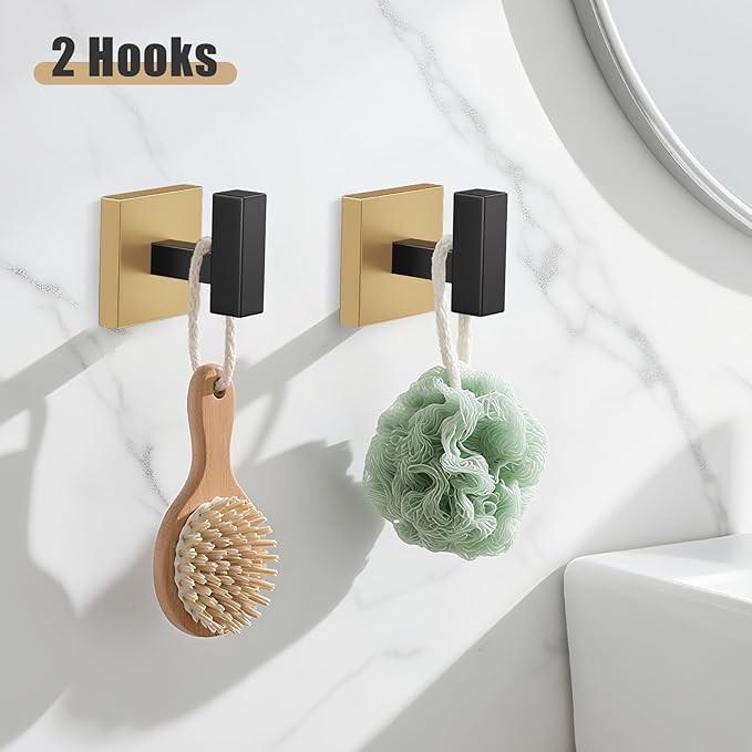 Black & Gold 5-Piece Bathroom Hardware Set – Stainless Steel Towel Bar & Holder