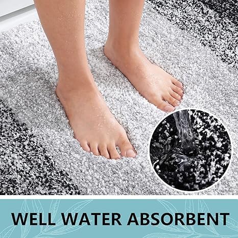 Arotive Microfiber Bathroom Rugs, Shaggy Soft and Absorbent Bath Rug, Non-Slip, Thick Plush Machine Washable Dry Bath Mats for Bathroom, Tub and Shower, 59x17, Black, Rectangular