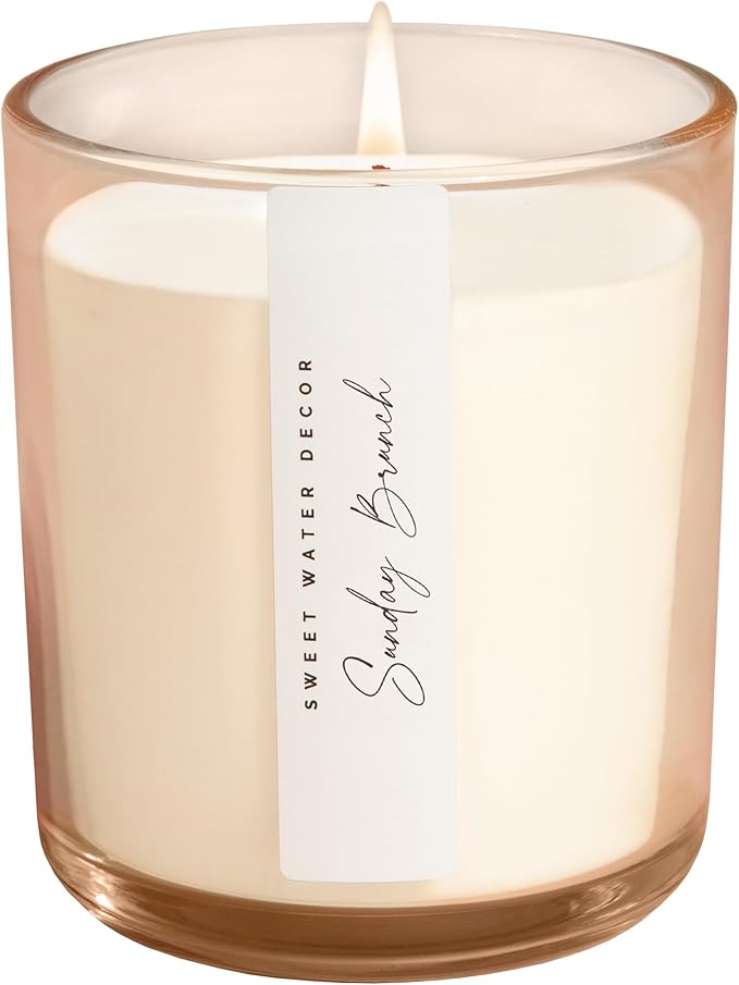 Sweet Water Decor Sunday Brunch Scented Soy Candles – Apple, Cinnamon, Orange, Bourbon, Butter, Coconut, – Cozy, Inviting Aroma – 50 Hour Burn – 12oz Tinted Glass Jar for Home Decor and Bedroom Decor