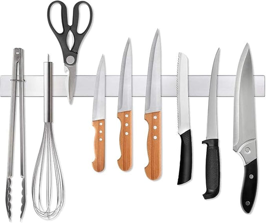 Ninonly 20 Inch Magnetic Knife Strip, Premium Stainless Steel Wall Mounted Kitchen Knives Bar,Space-Saving Powerful No Drilling Magnetic Knife Rack for Home Kitchen Utensil Holder & Tool Holder