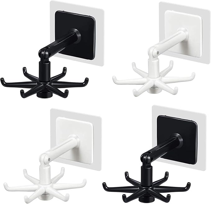 Rotating Kitchen Utensil Hook – Wall Mounted 6 Hook Organizer