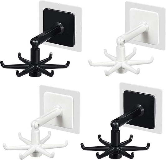 Rotating Kitchen Utensil Hook – Wall Mounted 6 Hook Organizer