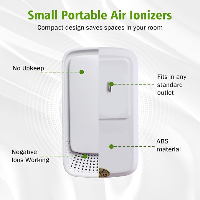 4Pack Plug In Air Ionizers-Negative Ion Air Purifier for Home Silent Work Air Cleaner for Bathroom,Living Room,Office,Kitchen,Pet Room,Portable Ionic Air Purifier for Bedroom(4)