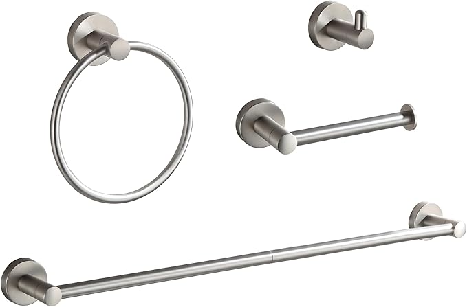 BGL Bathroom Accessories Set 4-Pieces Shiny Brushed Nickel Zinc Alloy Wall Mounted Towel Racks for Bathroom