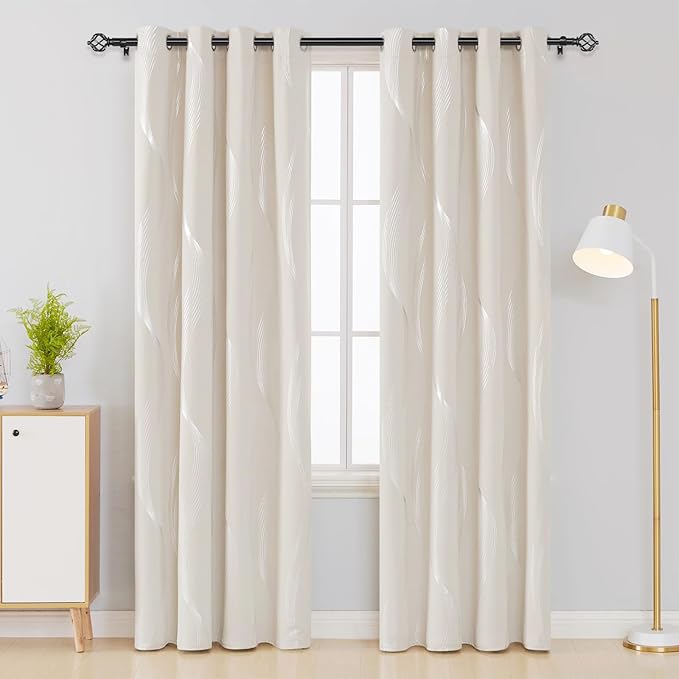 KAMANINA 2 Pack Curtain Rods 32 to 86 Inches (2.6-7.1ft), 3/4 Inch Black Curtain Rods for Windows Splicing Adjustable Single Drapery Rod with Twisted Cage Finial, for Indoor and Outdoor