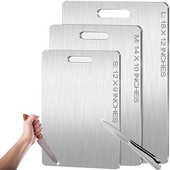 Titanium Cutting Board - 2025 New Upgrade 100% Pure Titanium Cutting Boards For Kitchen, 1 Pack Double-sided food-grade Cutting Board For Cutting Meats, Fruits And Vegetables (12"L x 9"W)