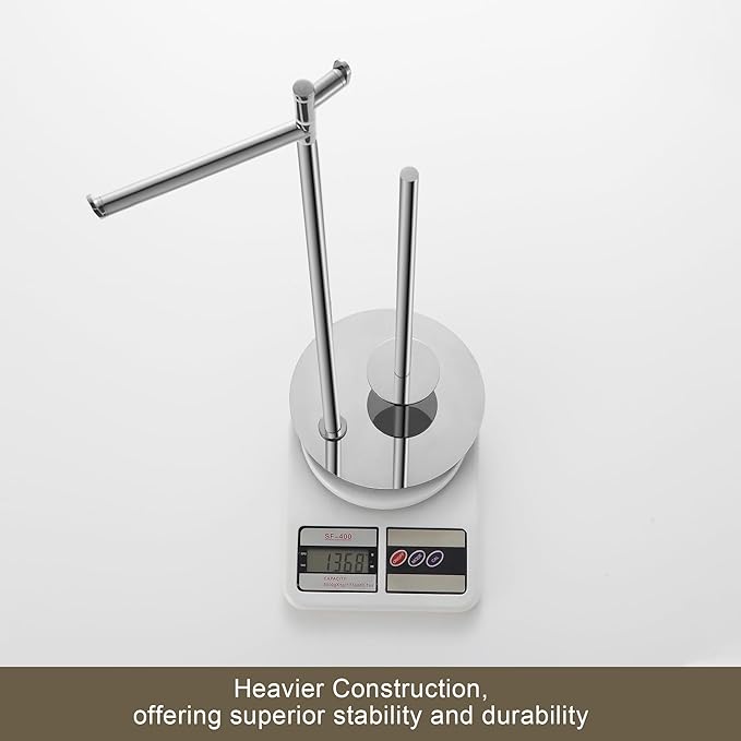 BVL Toilet Paper Holder Stand Chrome Stainless Steel Free Standing Toilet Paper Holder with Hook