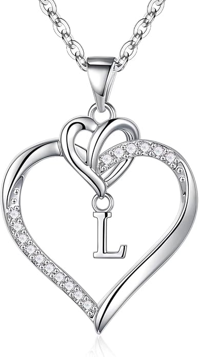 STORUP Christmas Gifts for Women Teen Girls - Heart Initial Necklaces for Women Girls, 14K-Gold-Plated Cubic Zirconia Initial A-Z Pendant Dainty Heart Necklaces for Teen Girl Jewelry Birthday Gifts