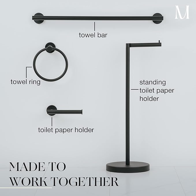 Matte Black Bathroom Hardware Set (4-Piece)