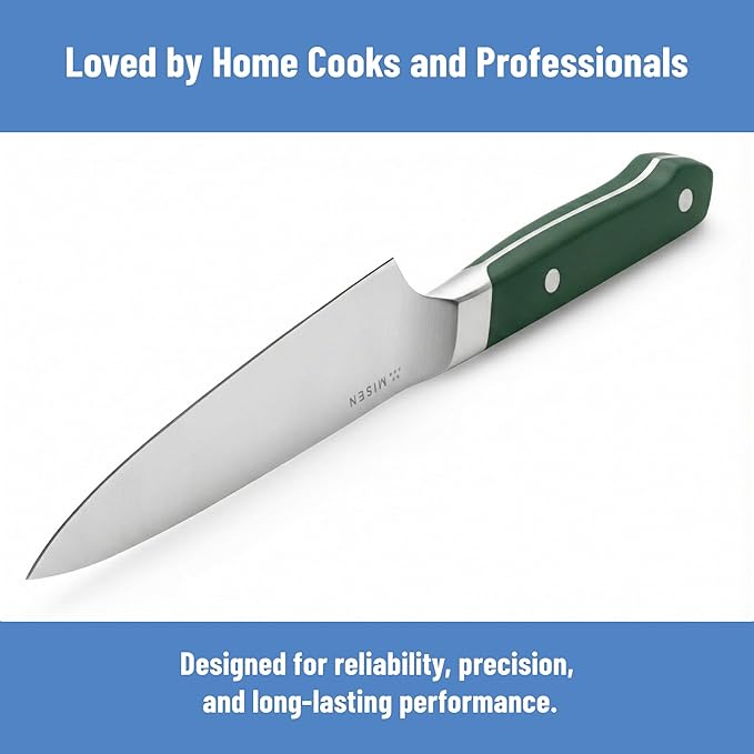 Misen 5.5" Utility Knife – High Carbon Japanese AUS-10 Stainless Steel – Hybrid German & Japanese Blade – Precision Kitchen Knife for Professionals & Home Cooks – Ultimate Cutting Performance - Green