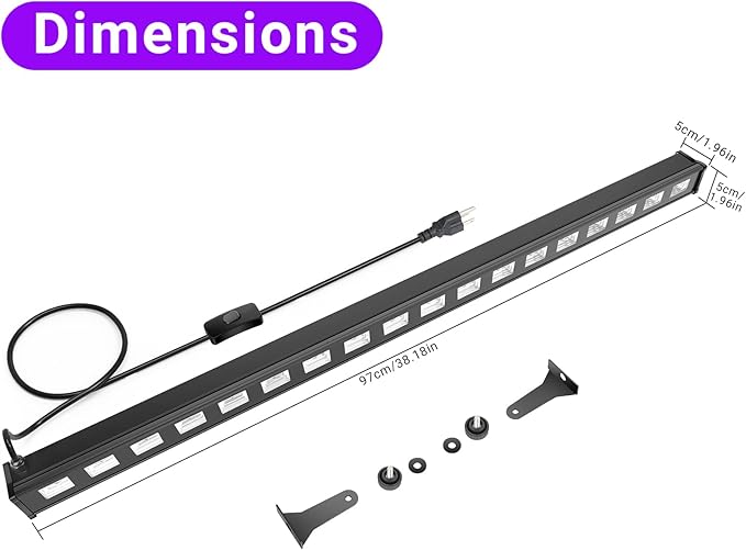 Black Light Bar for Glow Party - OPPSK 54W 18LED UV Blacklight Bar - Glow in The Dark Party Supplies - Uplight for Halloween Decorations Fluorescent Poster Body Paint Classroom Bedroom