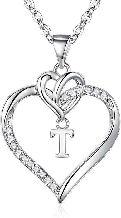 STORUP Christmas Gifts for Women Teen Girls - Heart Initial Necklaces for Women Girls, 14K-Gold-Plated Cubic Zirconia Initial A-Z Pendant Dainty Heart Necklaces for Teen Girl Jewelry Birthday Gifts