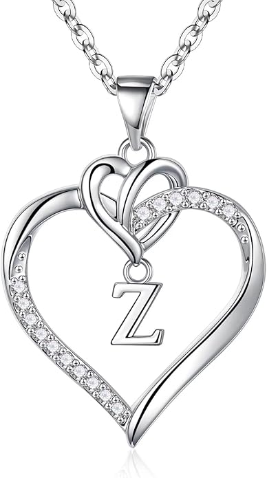 STORUP Christmas Gifts for Women Teen Girls - Heart Initial Necklaces for Women Girls, 14K-Gold-Plated Cubic Zirconia Initial A-Z Pendant Dainty Heart Necklaces for Teen Girl Jewelry Birthday Gifts