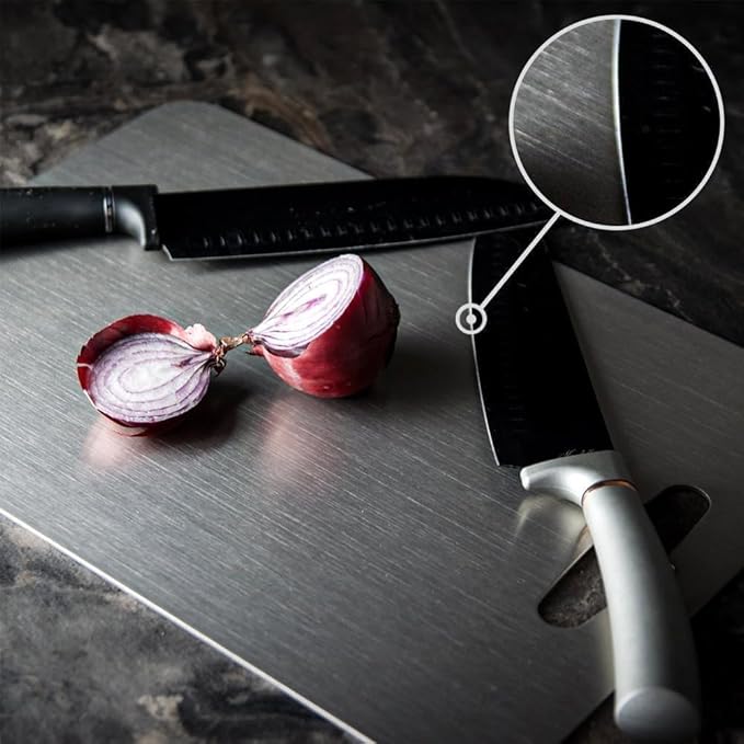 Titanium Cutting Board - 2025 New Upgrade 100% Pure Titanium Cutting Boards For Kitchen, 1 Pack Double-sided food-grade Cutting Board For Cutting Meats, Fruits And Vegetables (14"L x 10"W)