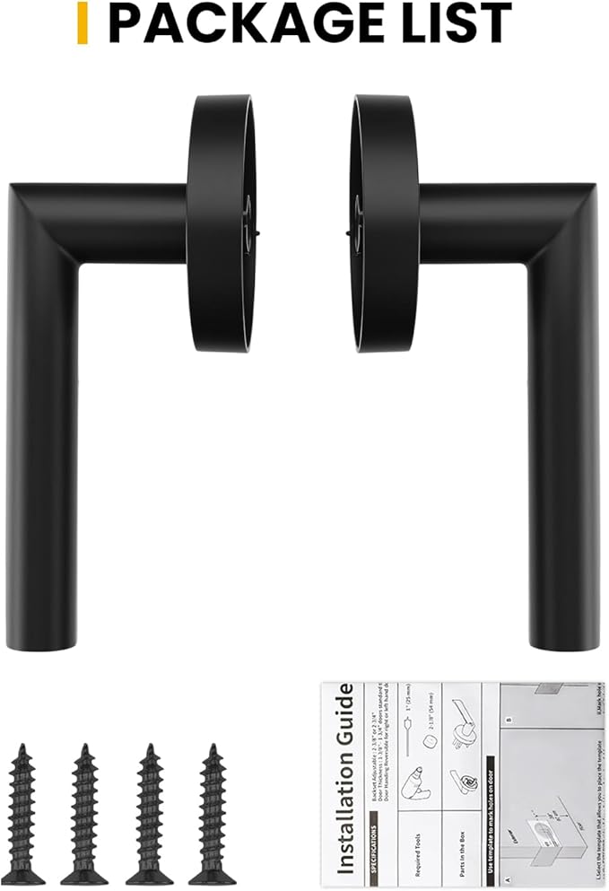 Goldenwarm Black Door Handles Dummy, Matte Black Door Handle Zinc Alloy, No-Turning Dummy Door Levers for Closet Hallway(4 Pieces/2 Pack)
