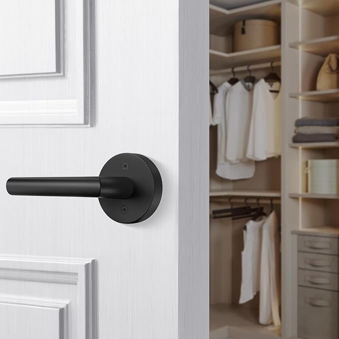 Goldenwarm Black Door Handles Dummy, Matte Black Door Handle Zinc Alloy, No-Turning Dummy Door Levers for Closet Hallway(2 Pieces/1 Pack)