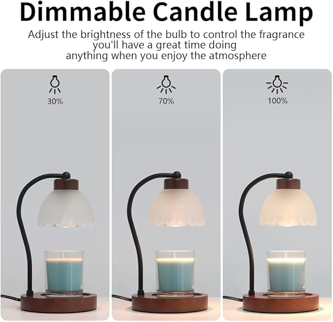 mocosa Electric Candle Warmer with 2 Bulbs Wax Warmer for Jars of Yankee Candles Adjustable Light for House Warming Odour Removal and Home Decoration Candle lamp (B-White Glass)