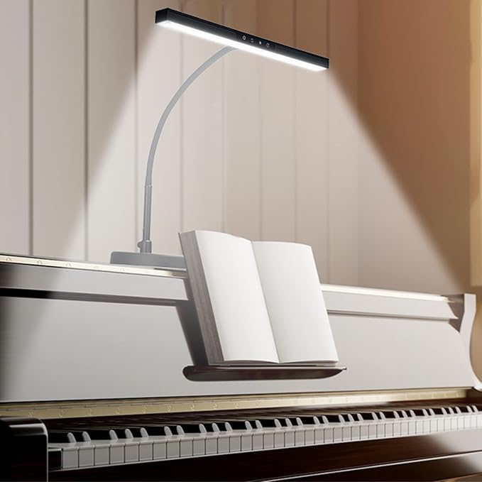 Piano Light for Grand/Upright & Digital Pianos, Piano Lamp with 3 Color Modes for Stand Pianos, Adjustable Height and Direction, Auto-Off Timer, Music Stand Light, Desk Lamp, Table Light
