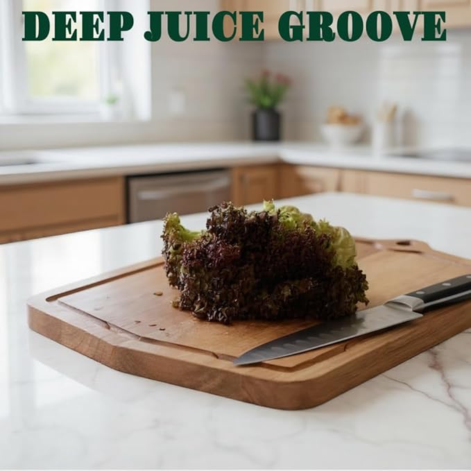 Acacia Wood Cutting Board 16 x 12 In, Wooden Cutting Boards for Kitchen Non Toxic Dishwasher Safe Non Slip, Large Cutting Board for Meat, Charcuterie, Chopping