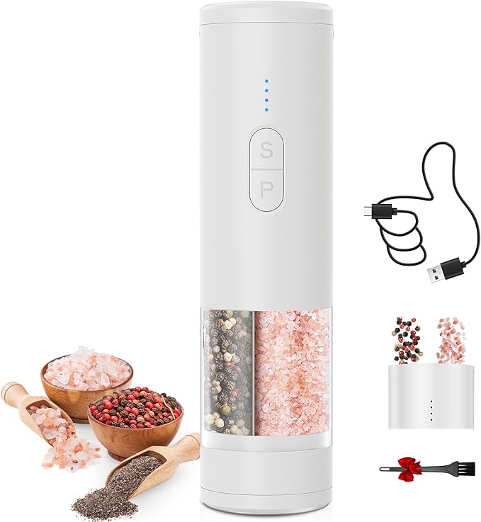 Electric Salt & Pepper Grinder Set – USB Rechargeable Automatic Spice Mill (2-in-1)
