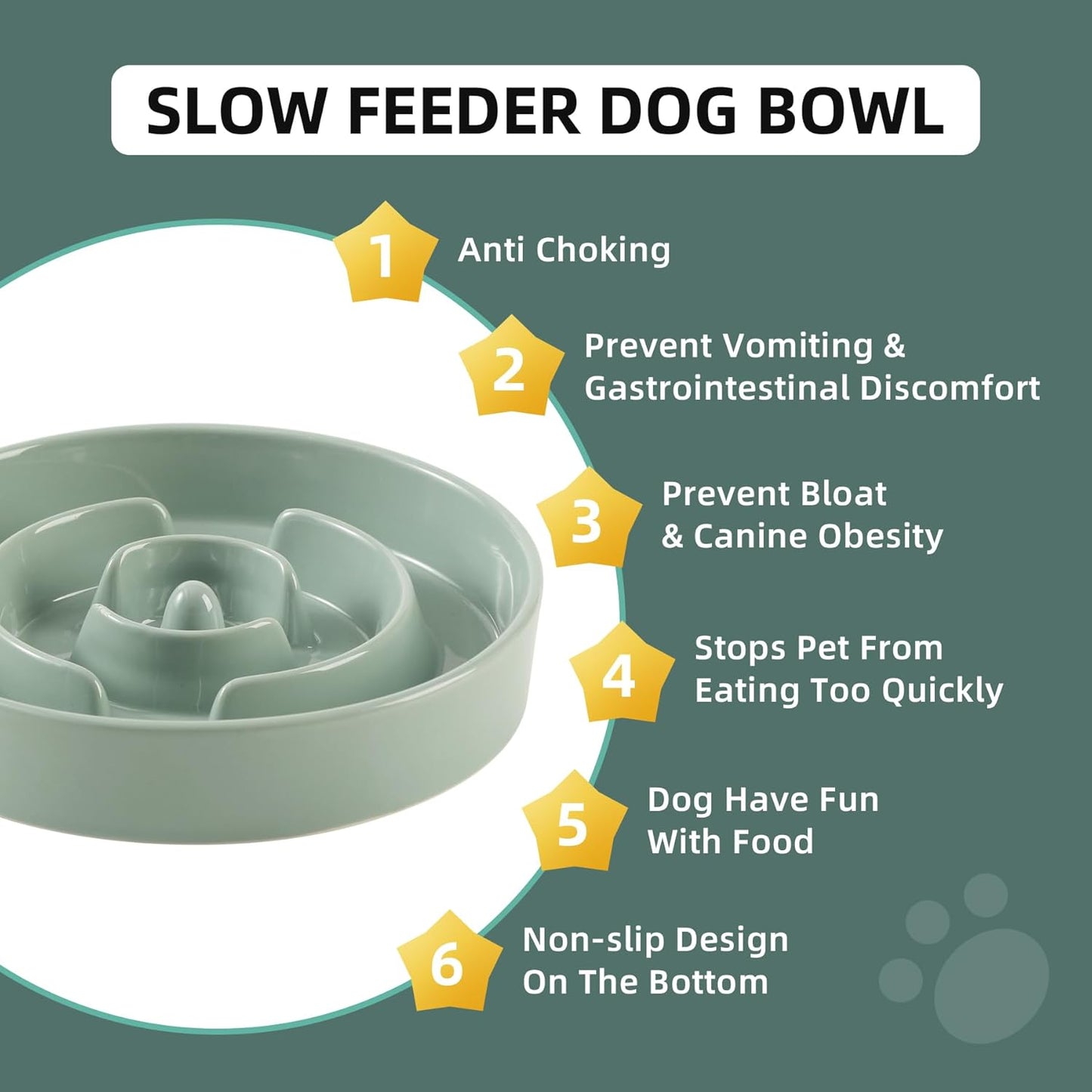 Ceramic Slow Feeder Bowl for Dogs & Cats