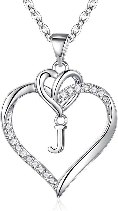 STORUP Christmas Gifts for Women Teen Girls - Heart Initial Necklaces for Women Girls, 14K-Gold-Plated Cubic Zirconia Initial A-Z Pendant Dainty Heart Necklaces for Teen Girl Jewelry Birthday Gifts