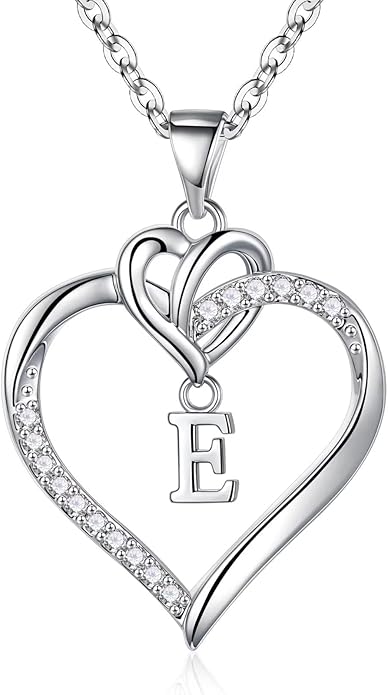 STORUP Christmas Gifts for Women Teen Girls - Heart Initial Necklaces for Women Girls, 14K-Gold-Plated Cubic Zirconia Initial A-Z Pendant Dainty Heart Necklaces for Teen Girl Jewelry Birthday Gifts